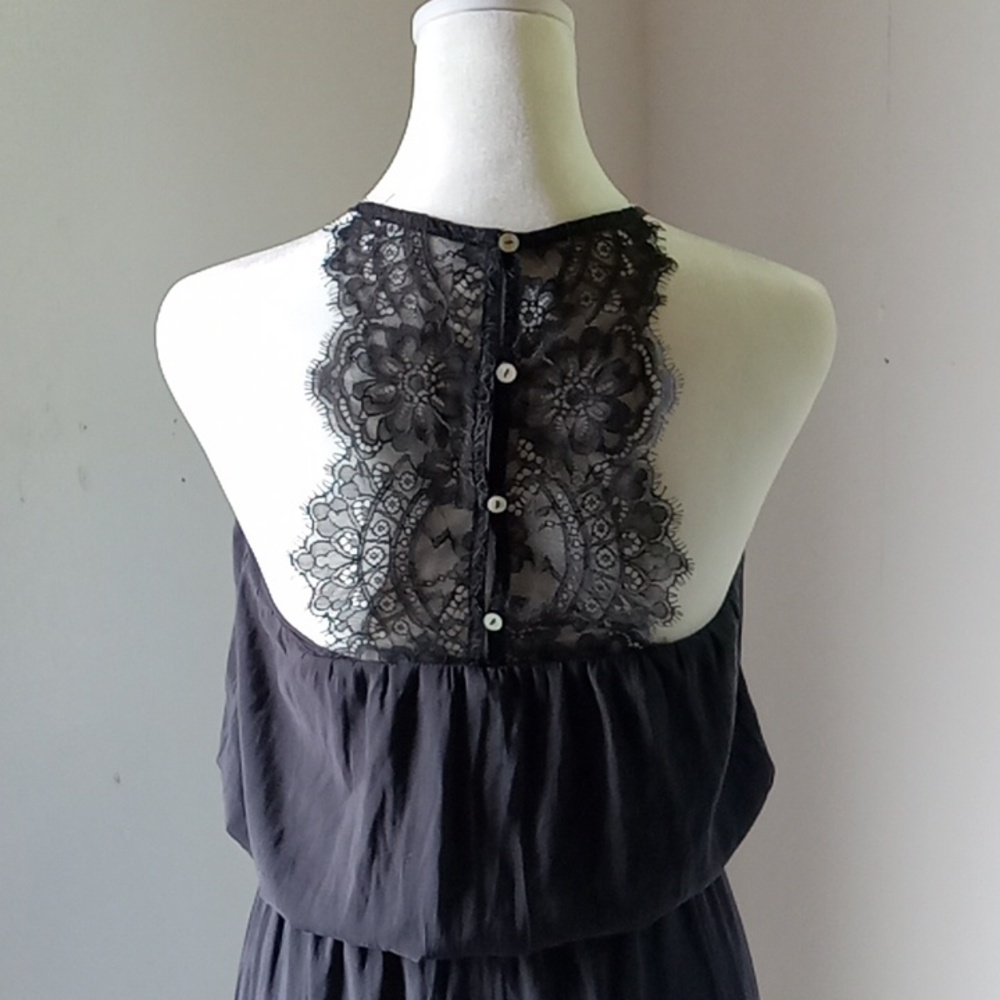 H&M Women's Maxi Dress Lace Back Charcoal  Gray Size 2